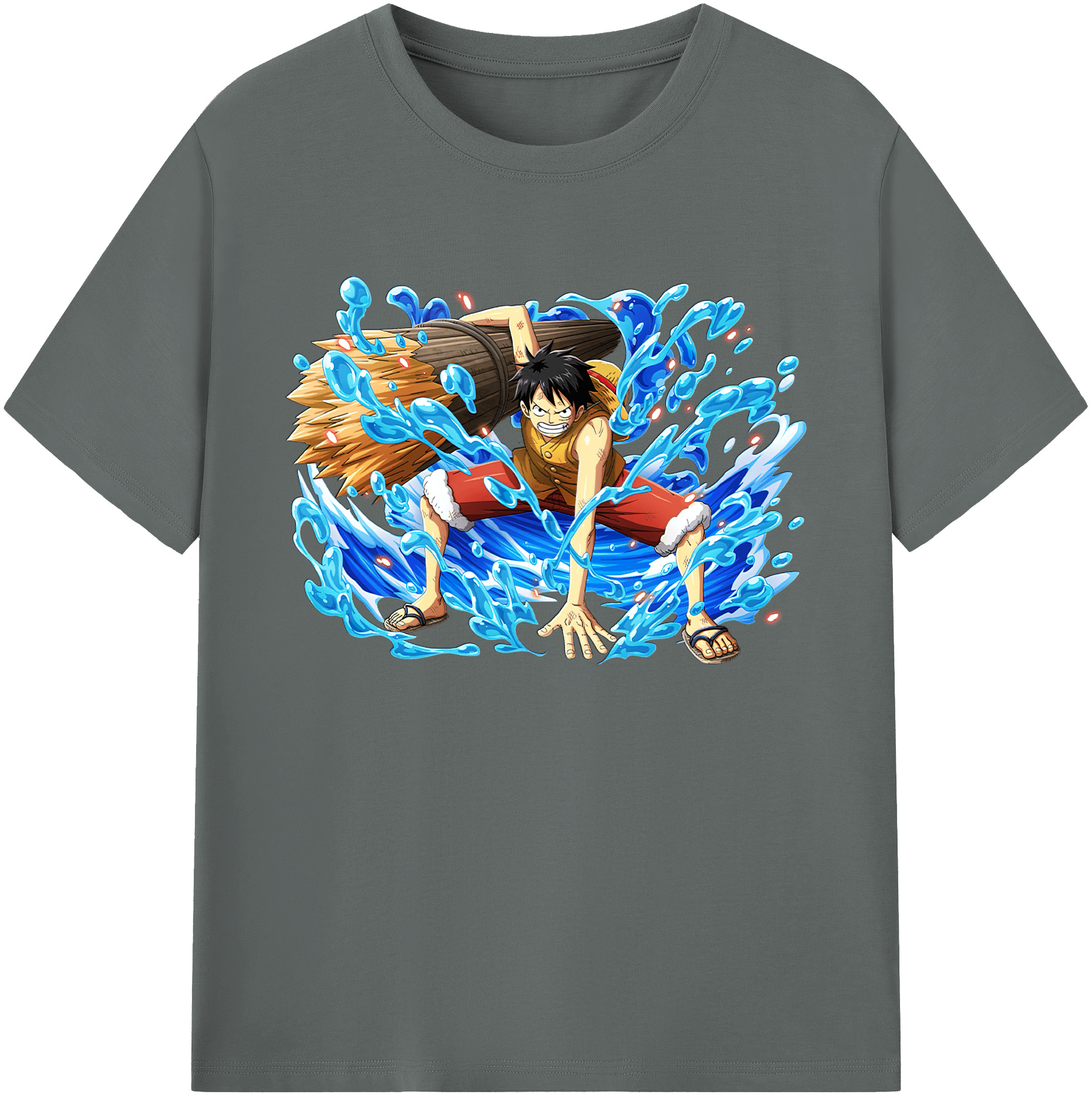 ワンピース モンキー・D・ルフィ ONE PIECE Monkey D. Luffy 綿100％ メンズ半袖Tシャツ｜肌触りやわらか＆通気性